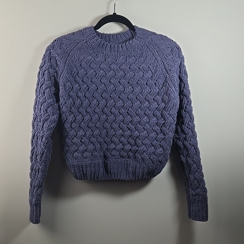 Kendall + Kylie Blue Cable Knit Sweater